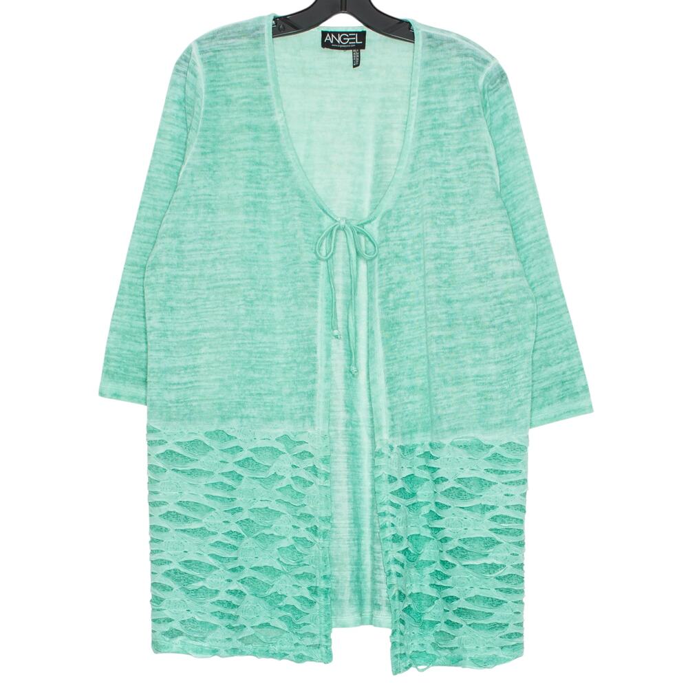 Angel Cardigan 3/4 Sleeve Sheer Cottage Boho Romantic Feminine Beach Tie Size XL